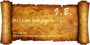 Villám Benjámin névjegykártya